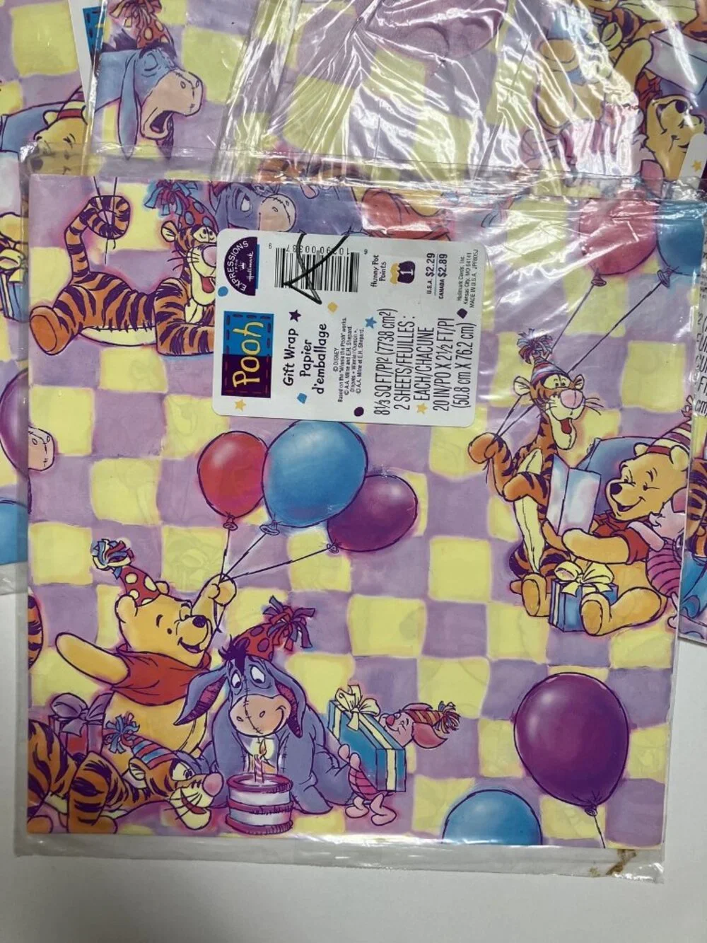 Vintage 90's Disney Winnie the Pooh Friends Birthday Gift Wrap Paper 4 Packs